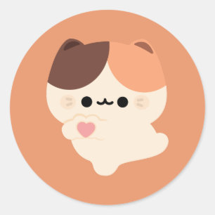 Adesivo Gato de Torta de Amor Bonito