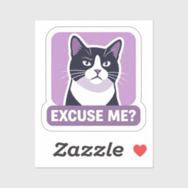Adesivo Gato de Tuxedo 'Com Licença?' Atitude 