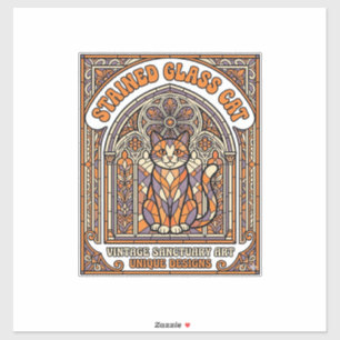 Adesivo Gato de Vidro Colorido Igreja de Vidro Colorido Vi