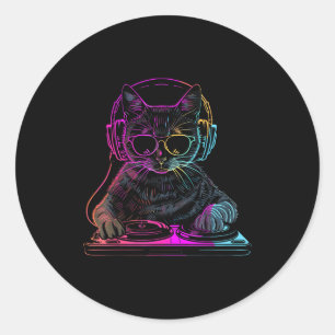 Adesivo Gato Dj Edm Techno House Música Gato Engraçado Ama