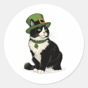 Adesivo Gato do Dia de São Patrício Leprechaun Trevo Gato