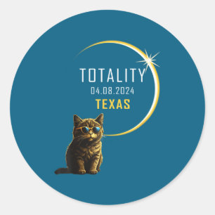 Adesivo Gato do Eclipse Total Solar do Texas