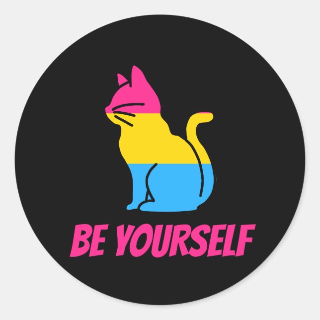 Adesivo Gato do Orgulho Pansexual - Seja você mesmo (Frente)