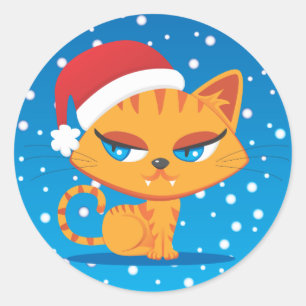 Adesivo Gato do papai noel