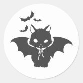 Adesivo Quadrado Desenho da Caneta Floral do Bat Vampiro Preto e Br