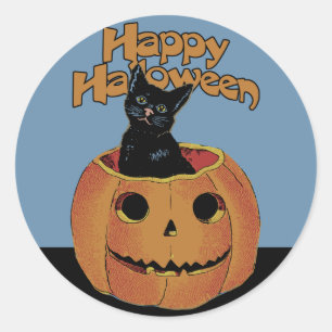 Adesivo Gato do vintage em Jack'o'Lantern