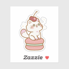 Adesivo Gato Doce em Macaron Cute