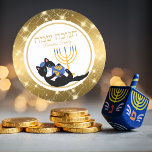 Adesivo Gato Dourado Menorah dreidel judeu Hanukkah<br><div class="desc">Gato Dourado Menorah dreidel judeu Hanukkah Stickers</div>