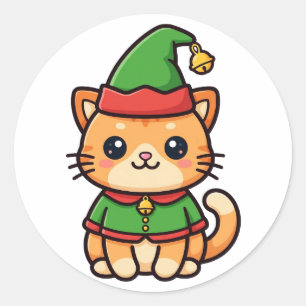 Adesivo Gato Duende de Natal Fofo