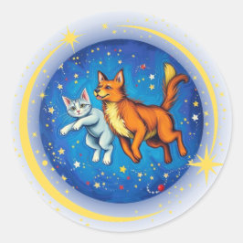 Adesivo Gato e Cão no Espaço