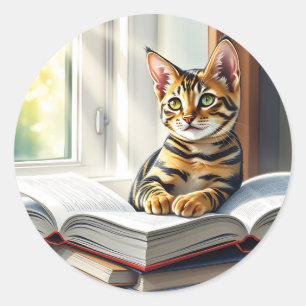 Adesivo Gato e Livros Curiosos