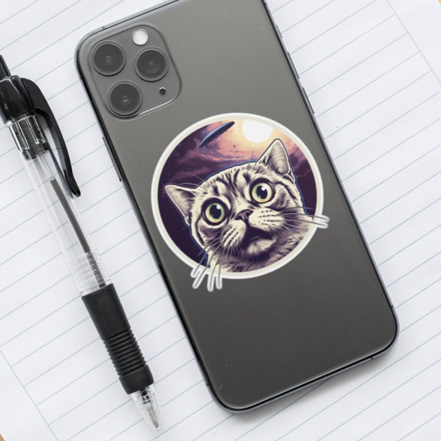 Adesivo Gato e OVNI (Criador carregado)