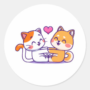 Adesivo Gato E Shiba Inu