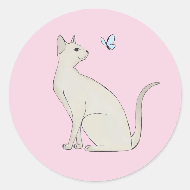 Adesivo Gato elegante com palito de borboleta (Frente)