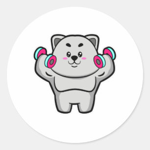 Adesivo Gato em treino ao ombro com Dumbbels