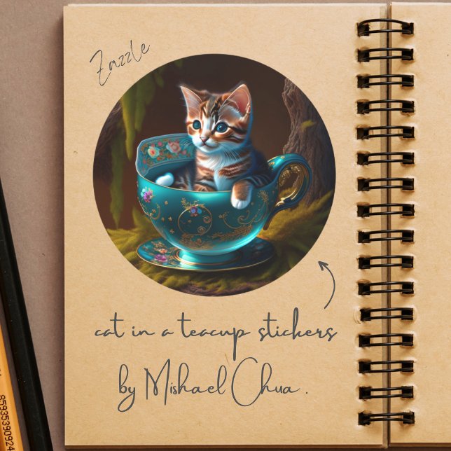 Adesivo Gato em uma equipe | Gatinho num Vinheta de Gato d (Criador carregado)