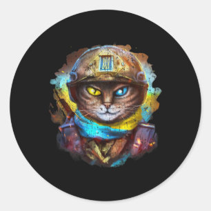 Adesivo Gato Engraçado Bandeira de Soldado Ucraniano Vinta