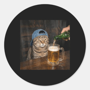 Adesivo Gato Engraçado Bebendo Cerveja Chapéu Gráfico Impa