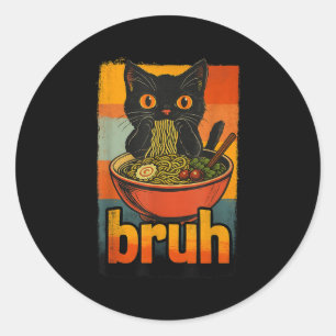 Adesivo Gato Engraçado Comendo Ramen Japonês Homens Mulher