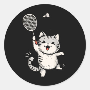 Adesivo Gato Engraçado de Badminton Kitty Fofa Jogadora de