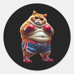 Adesivo Gato Engraçado De Treinamento Em Boxing Com Luvas 