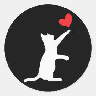 Adesivo Gato Engraçado Dia dos Namorados Coração Fofo Aman