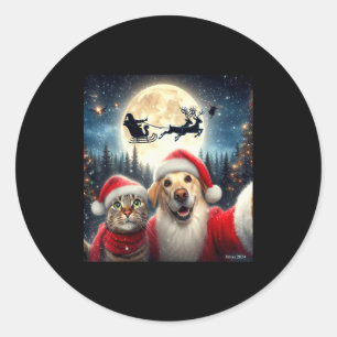 Adesivo Gato Engraçado E Cachorro Selfie Com Papai Noel Na