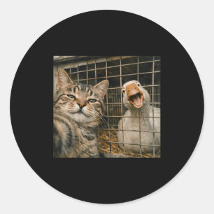 Adesivo Gato engraçado e selfie de ganso amizade estranha