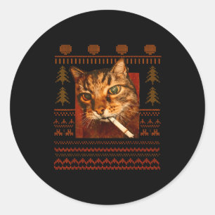 Adesivo Gato Engraçado Fumando Meme Natal Feio Para Homens