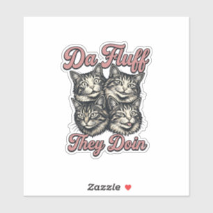 Adesivo Gato Engraçado Gravura Vintage Da Fluff Eles Estão