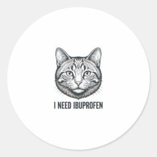 Adesivo Gato Engraçado Ibuprofeno Design de Gravura Vintag