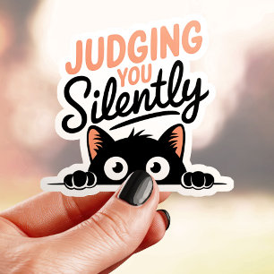 Adesivo Gato Engraçado Julgando Você Silenciosamente em Vi