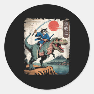 Adesivo Gato engraçado montando arte japonesa ukiyo-e t re