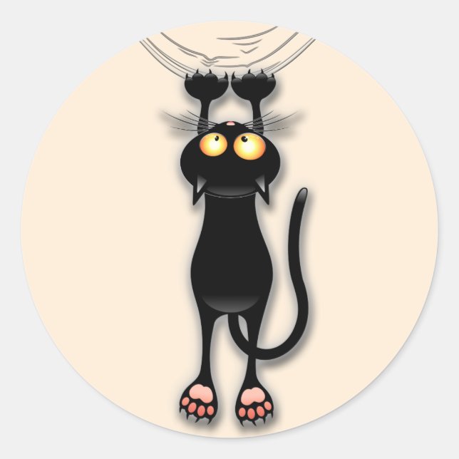 Adesivo Gato engraçado Personagem arranhando Tecido (Frente)