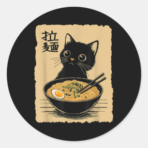 Adesivo Gato Engraçado Ramen Tee Cute Kawaii Japonês Anime