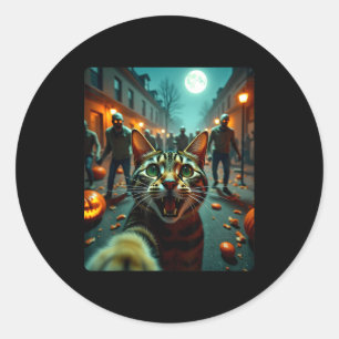 Adesivo Gato Engraçado Selfie Dia das Bruxas Zumbis Humor