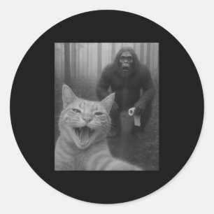 Adesivo Gato Engraçado Surpreende Selfie Feliz Com Sasq Pé