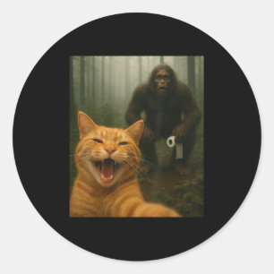 Adesivo Gato Engraçado Surpreende Selfie Feliz Com Sasq Pé