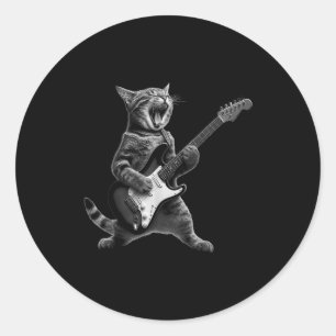 Adesivo Gato Engraçado Tocando Guitarra Rock And Roll Home