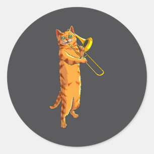 Adesivo Gato Engraçado Tocando Trombone Presente Gatinho L