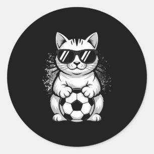 Adesivo Gato engraçado usando óculos de sol jogando futebo