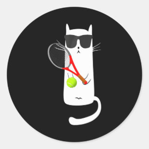 Adesivo Gato Engraçado Vestindo Óculos De Sol Jogando Têni