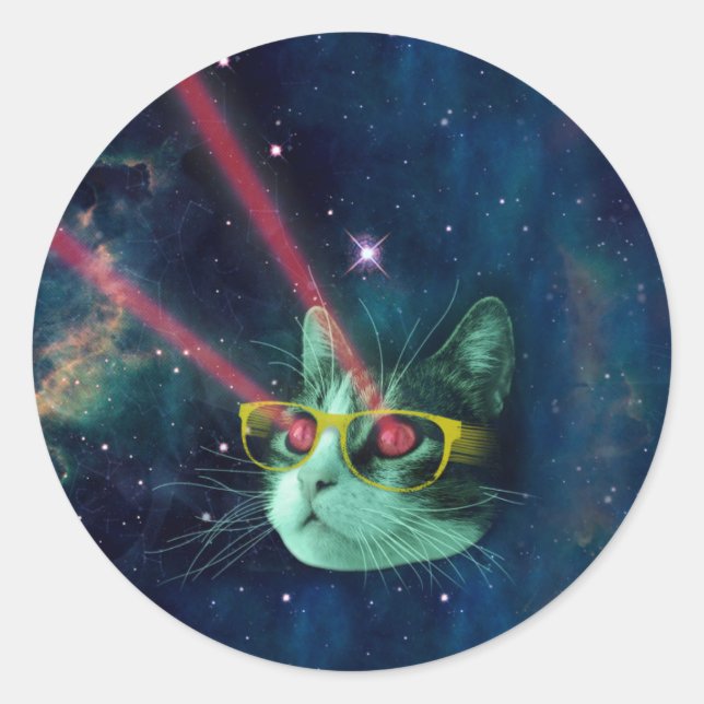 Adesivo Gato espacial com óculos amarelos (Frente)