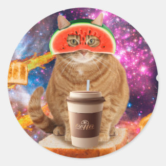 Adesivo Gato espacial com óculos de melancia