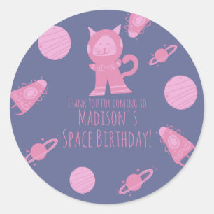Adesivo Gato Espacial Rosa Roxo Galáxia Aniversário 