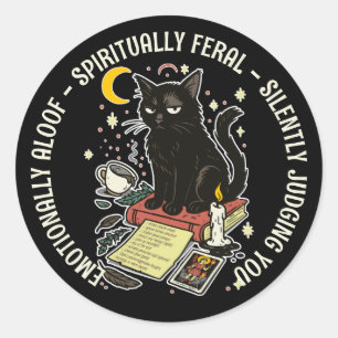 Adesivo Gato Espiritualmente Feral: Aloof Emocionalmente,