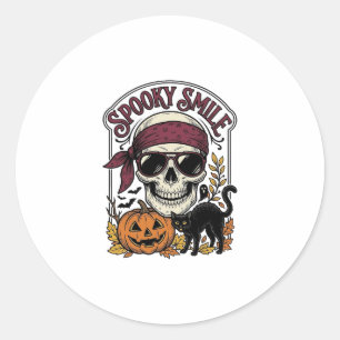 Adesivo Gato Esqueleto de Halloween Gráfico de Abóbora Vin