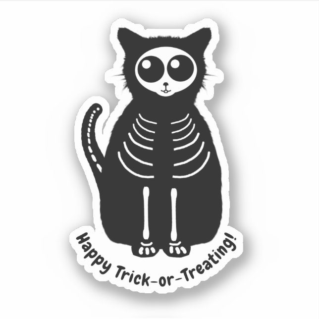 Adesivo Gato Esqueleto Halloween (Frente)