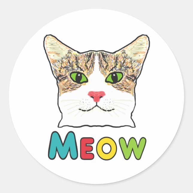 Adesivo Gato Face Meow (Frente)