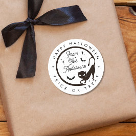 Adesivo Gato Feliz de Halloween ou Trate Gatos Negros